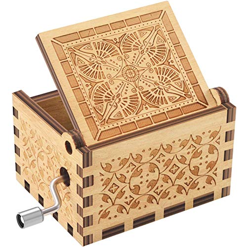Image of EITHEO Wooden Antique Carved Hand Crank Theme Music Box New Twinkle Twinkle