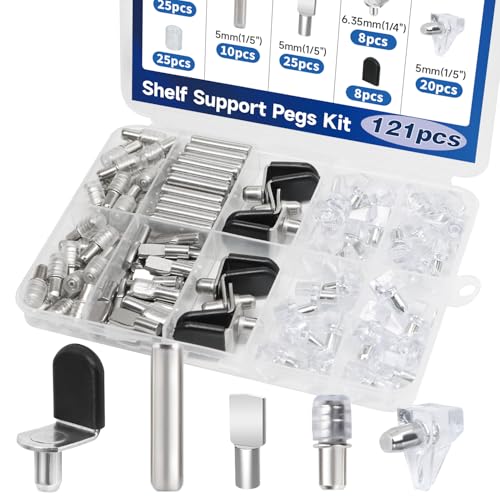 Tmyjfjingxi 121PCS Cabinet Shelf Support Pegs Kit 5Styles Pins for