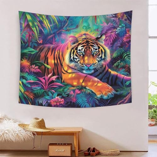 Tapisserie murales tigre 3D décoration en tissu pour dortoir collège et chambre