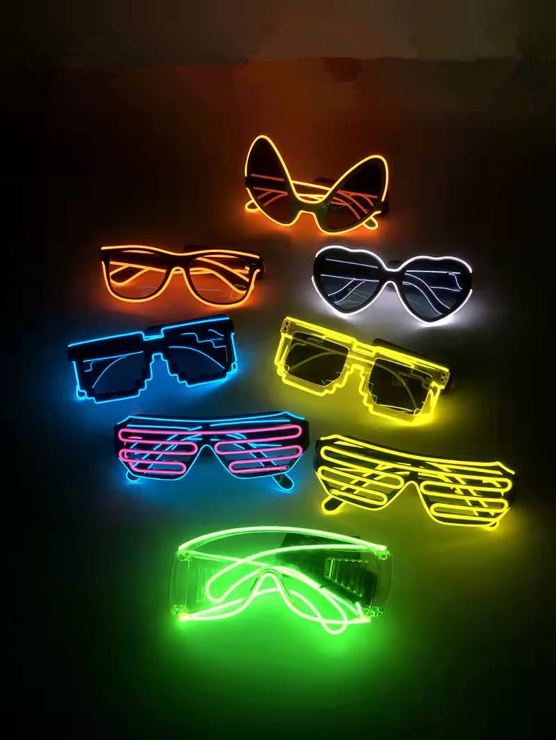 AZHU Fluorescencyjne okulary, halloweenowe świąteczne żaluzje dwukolorowe okulary idealne bezprzewodowe świecące LED świecące festiwal impreza okulary przeciwsłoneczne prezenty