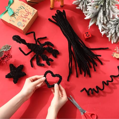 RoundFunny 200 Psc 24 Inch Extra Long Pipe Cleaners Black Chenille Stems Pipe Cleaners Craft Fluffy Chenille Stems Craft Supplies for DIY Arts Projects Creative Decoration by RoundFunny - Image 5