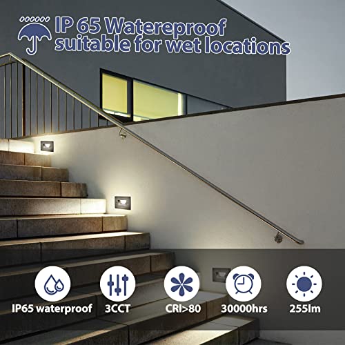Vtuik 4 Pack 3W Dimmable Led Stair Lights Indoor Outdoor 3000K/4000K/5000K Ip65 Waterproof Brown Step Lights 255Lm Led Deck Lights 4.72X1.73X2.83Inch #TOP4