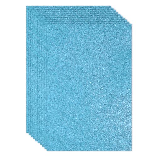 PATIKIL 10pcs Adhesva EVA Hojas de Espuma con Purpurina, 2mm Grosor Azul Claro Esponja Papel Brillante Lámina, 30x20cm (L*A) para Manualidades DIY Regalo Collage Álbumes Decoraciones