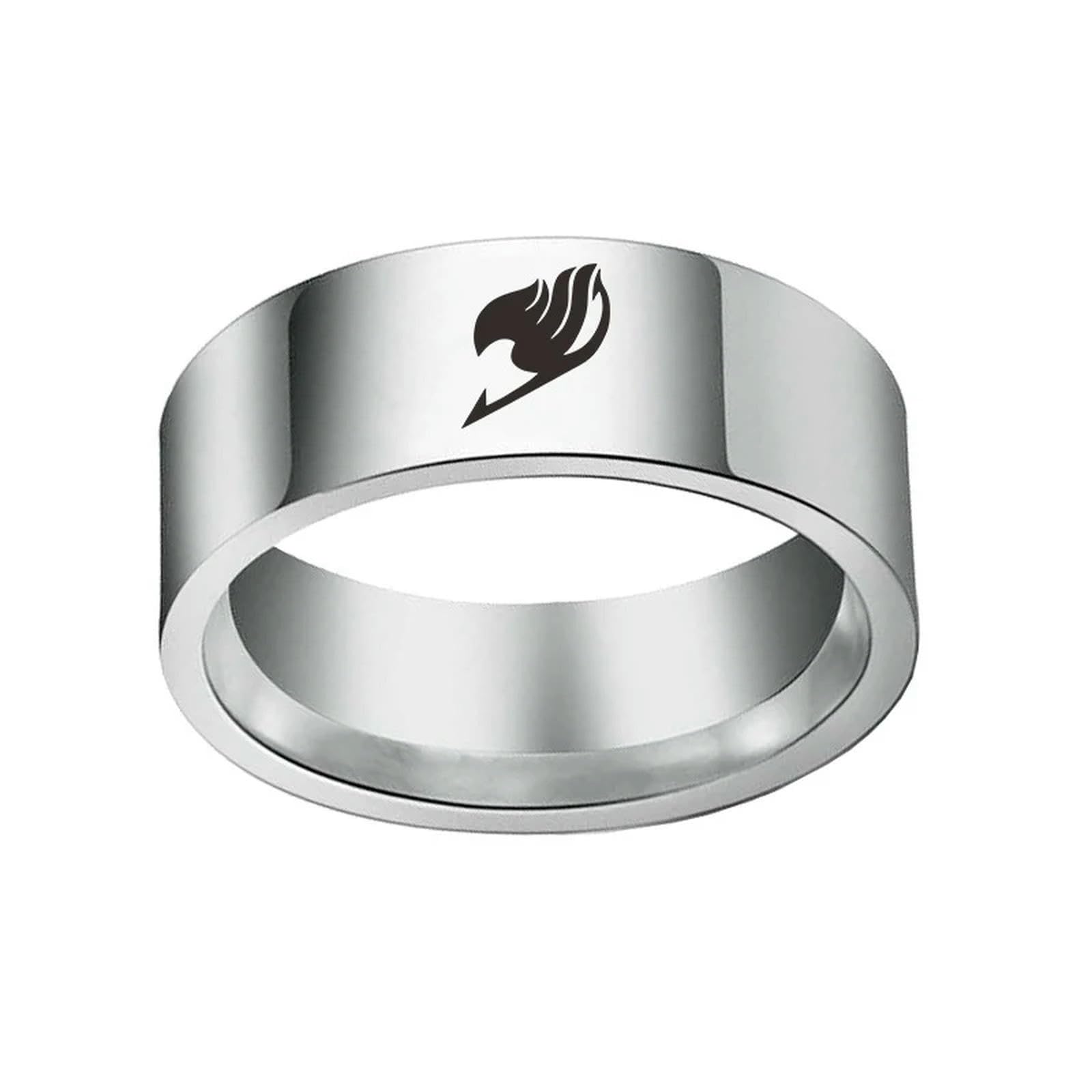 XJruixi Mojygt Fashion Japanese Anime Anime Fairy Tail Ring Tattoo Badge Enamel Cartoon Stainless Steel Rings Cosplay Jewelry Gifts