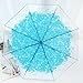 TOPINCN 8 Ribs Clear Umbrella, Full Automatic Transparent Flower Fashion Folding Travel Umbrella with Long Handle, Large Rain Protection for Student Daily Performance (Blue)