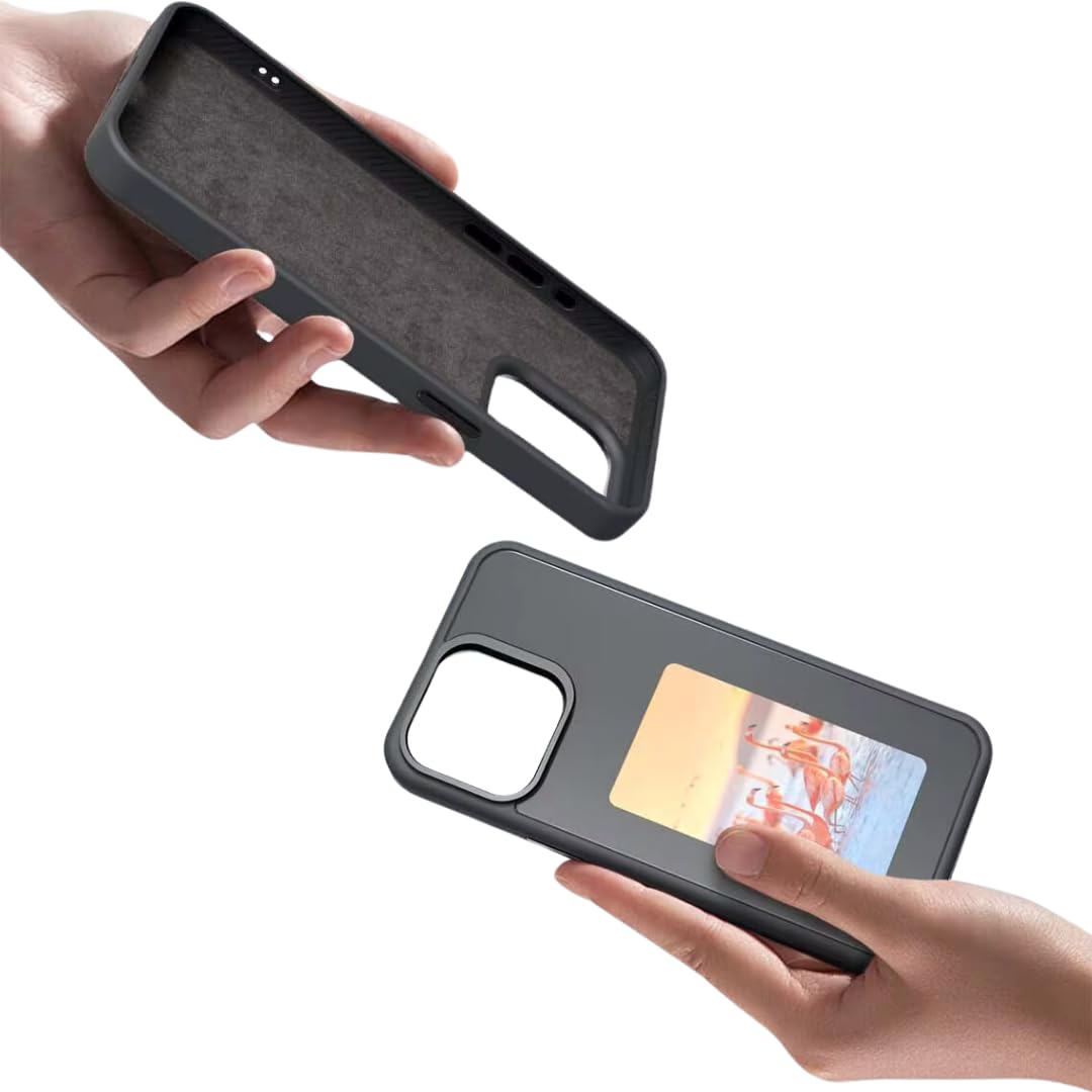 Custodia protettiva per iPhone con display E-Ink a quattro colori, custodia fai da te per smartphone per iPhone 13/14/15 (Nero, iPhone 14 Pro Max)