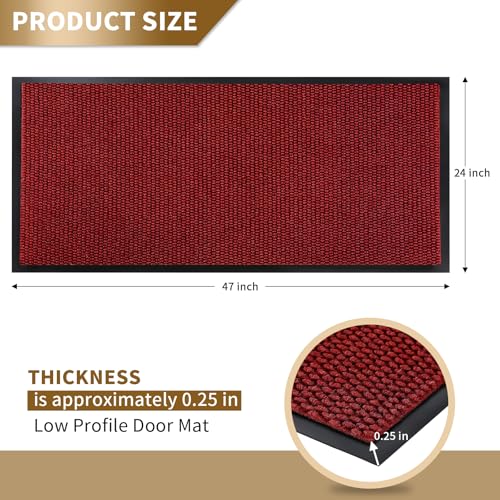 Yimobra-Doormat-Outdoor-Indoor-Entrance-47-x-24-All-Season-All-Weather-Front-Door-Mat-100-Waterproof-Welcome-Matt-for-Floor-Garage-Outside-Entry-Stain-and-Fade-ResistantBlack-Red Yimobra Doormat Outdoor Indoor Entrance 47 x 24 All Season All Weather Front Door Mat 100 Waterproof Welcome Matt for Floor Garage Outside Entry Stain and Fade ResistantBlack Red
