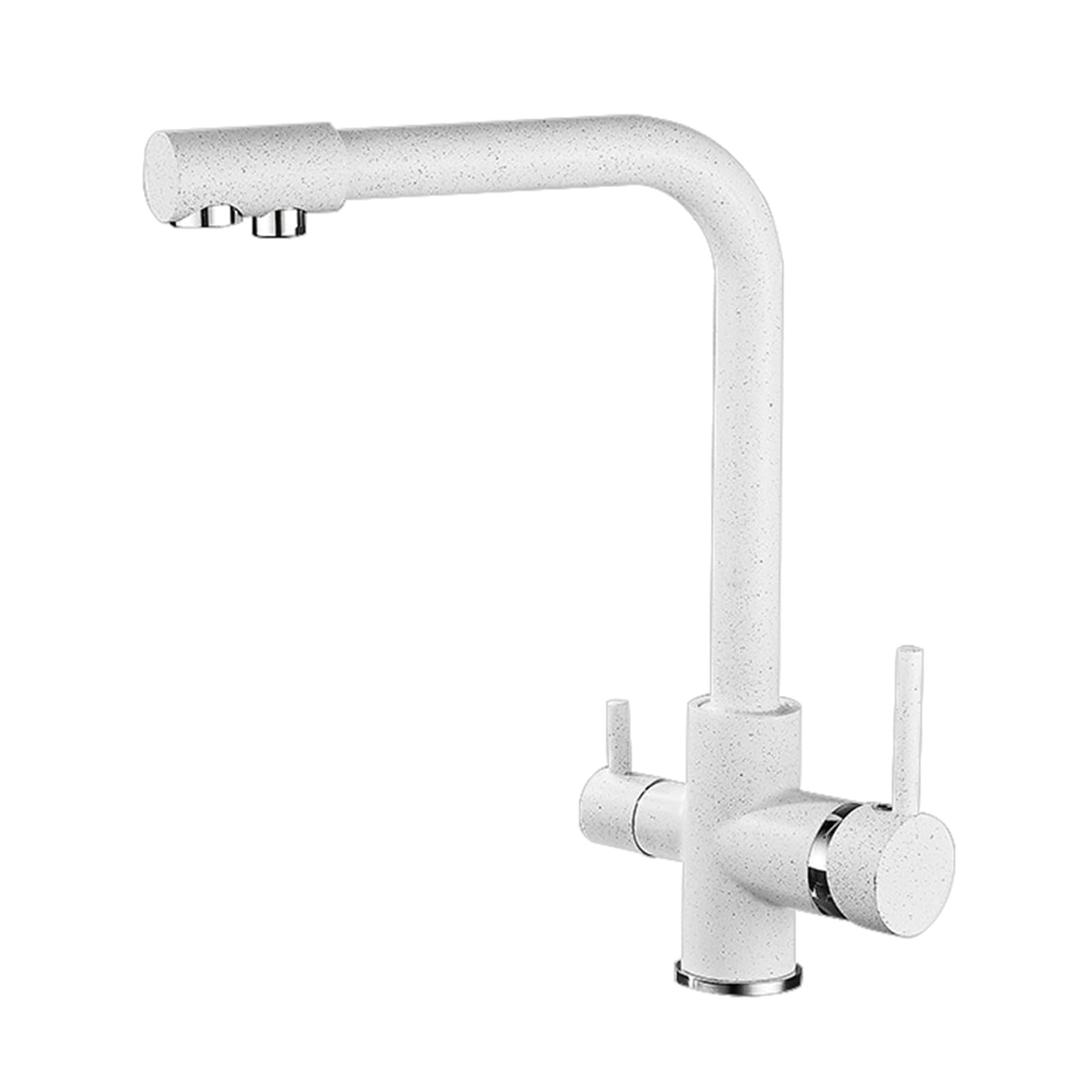 ZQFHSX 3-Way Kitchen Faucet 360° Swivel Osmosis Water Filter Tap with Dual Levers White Sink Mixer Perfect for Drinking Modern Design Easy Installation