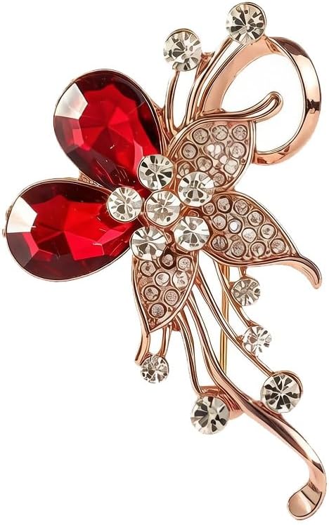 Delicate Rhinestone Rose Flower Brooch for Women Gold-Tone Plated Elegant Blossom Floral Collar Badges Lapel Pin Trendy Banquet Prom Dress Suit Decor Jewelry Accessories Weddings Mother's Day