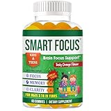 Smart Focus Gummies for Kids & Teens – Focus Vitamins for Kids with Attention Support – Brain Vitamins for Memory & Focus – Tasty, Natural Flavor – Easy-to-Chew – 60 Gummies
