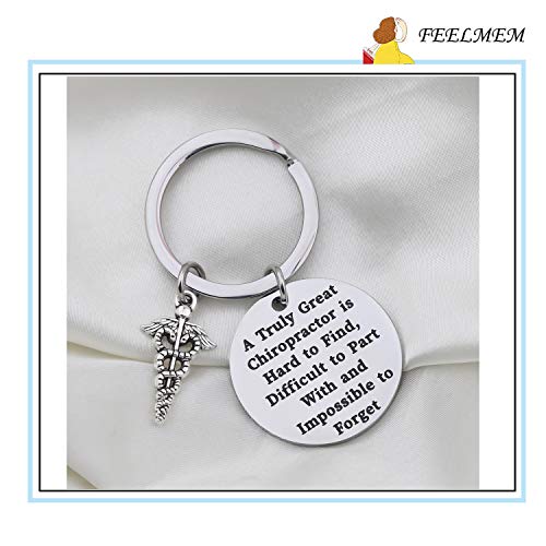 Feelmem Chiropractor Gift Massage Therapist Gift Chiropractor Graduation Jewelry Gift A Truly Great Chiropractor Is Hard To Find Harder To Part With And Impossible To Forget Keychain (Silver) #TOP4