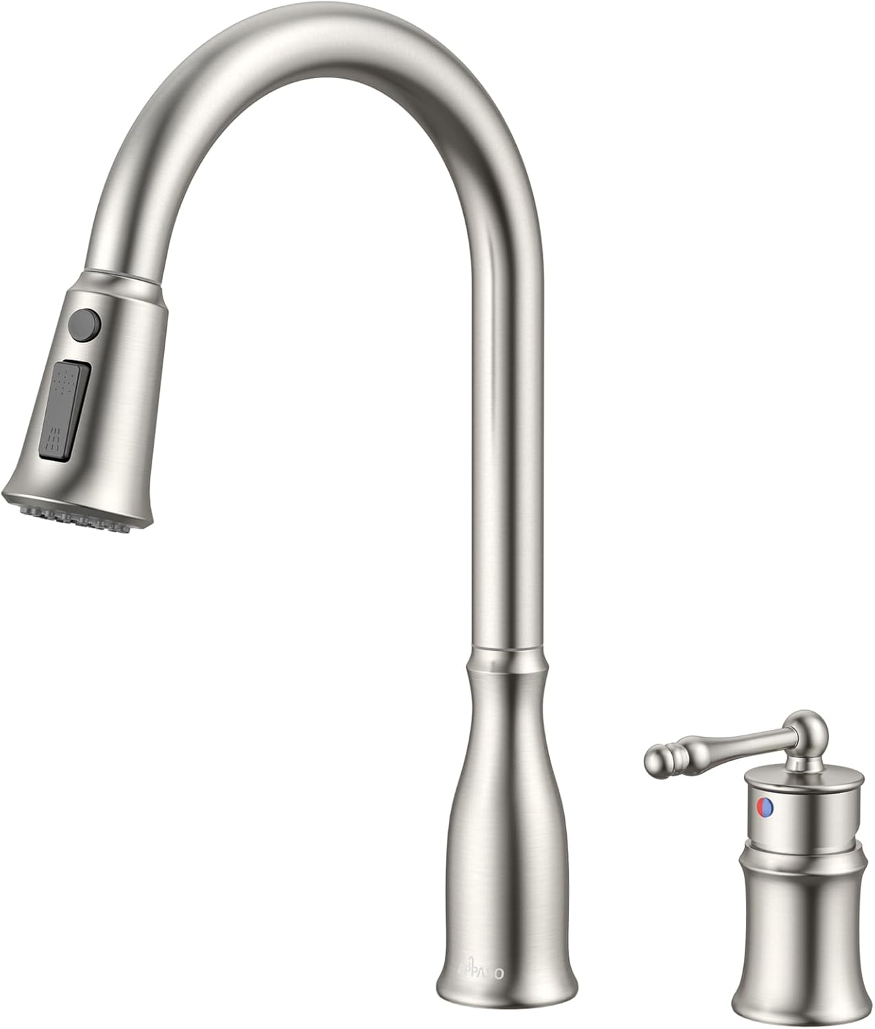 APPASO 2 Hole Kitchen Faucet with Pull Down Sprayer 3 Spray Modes, Brushed Nickel Kitchen Faucets with Sprayer, Stainless Steel Kitchen Sink Faucet with Separate Handle, 360° Swivel & Easy Install