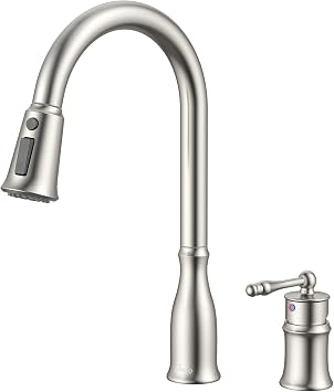 APPASO 2 Hole Kitchen Faucet with Pull Down Sprayer 3 Spray Modes, Brushed Nickel Kitchen Faucets with Sprayer, Stainless Steel Kitchen Sink Faucet with Separate Handle, 360 Swivel & Easy Install