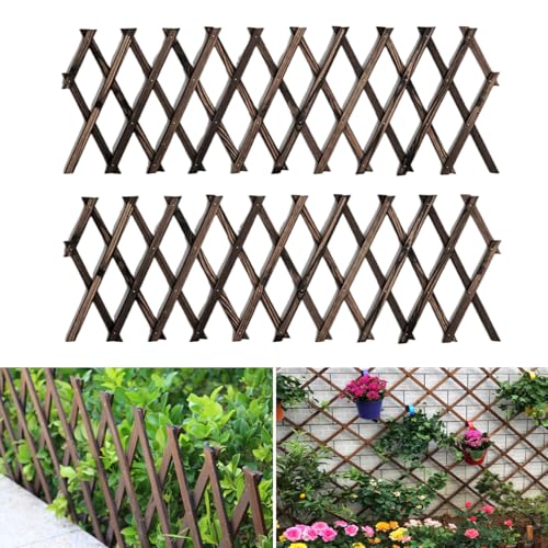 2 Pcs Expandable Garden Trellis, Wooden Lattice Wall Fence Trellis for Climbing Plants Ivy Vine Rose Clematis 13' x 68' for Outdoor Garden Patio Room Decor (2)