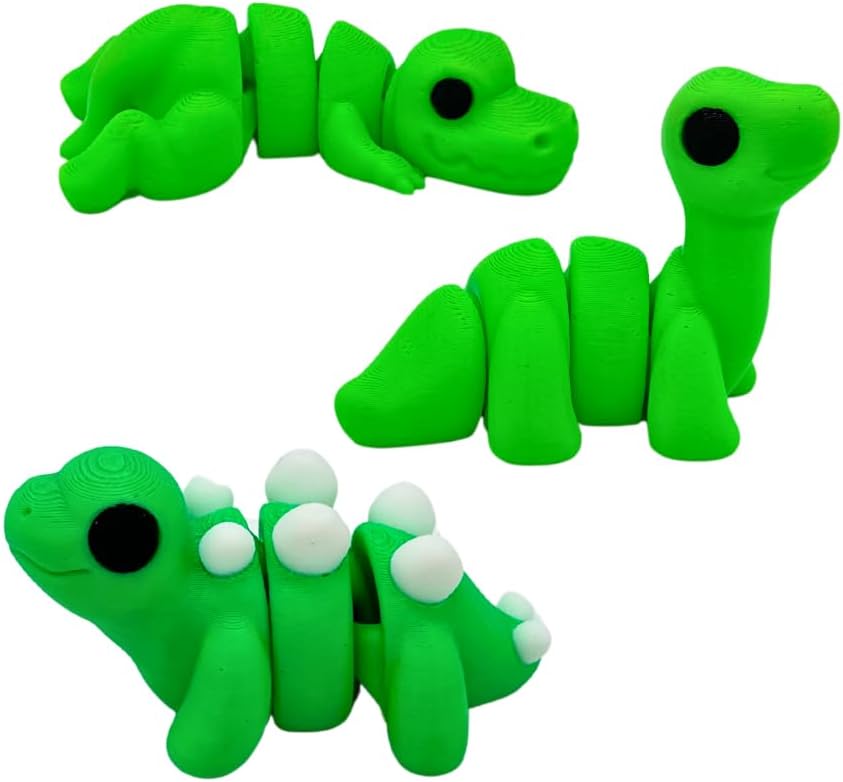 10-Piece Mini Fidget Green Animals - Cute Little Articulated Fidget Toy Figures, Flexible, Fun for Office, Class, Work, or Decoration