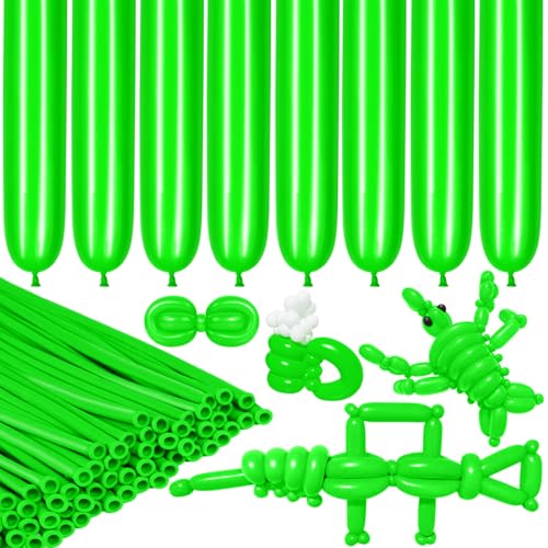 Image of LXZFCRG 260 Balloons Green Long Balloons for Balloon Animals, Thickening Long Skinny Latex Twisting Balloon for Balloon Garland Halloween Party Suppies Birthday Wedding (Green)
