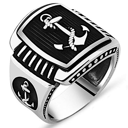 mysilverworld Solid 925 Sterling Silver Anchor Sailor's Men's Ring (14)