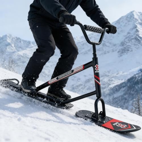 Trottinette Neige Robuste avec Direction à 360° Et Capacité 150kg pour Plaisir en Famille(Black)