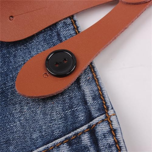 Pantalones de cuero genuino premium con tirantes elásticos ajustables y hebillas retro 5