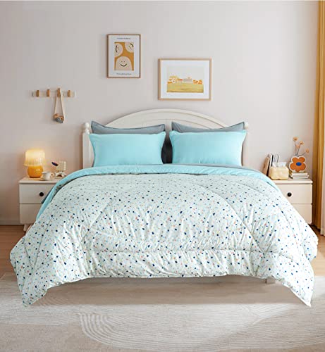 Kasentex Bed In A Bag Light Blue Twin Comforter Set With Sheets 5-Pieces For Kids, Teens, Girls And Boys - Bedding Sets With Comforter, Pillow Sham, Flat Sheet, Fitted Sheet, Pillowcase #TOP2