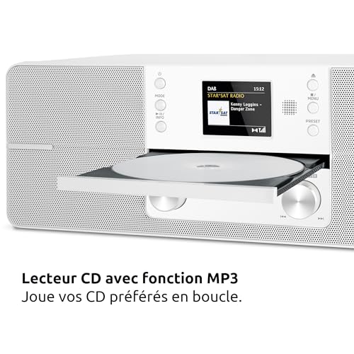 Radio DAB+ TechniSat DIGITRADIO 371 CD BT blanc avec lecteur CD et Bluetooth