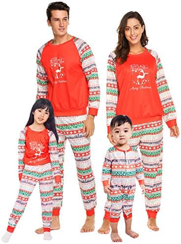 Teeker Christmas Family Pajama Set Holiday Macthing Loungewear PJ Sets Elk Red