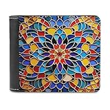 LDGSUPH Moroccan Color Leather Wallet Slim Bifold Wallet Billfold Purse Fashion Credit Card Holder Front Pocket Wallets for Adult