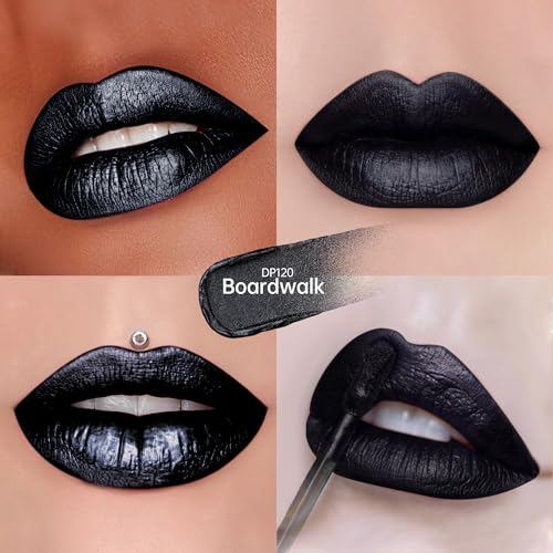 Image of Depuplum Black Lipsticks for Women Metallic Glitter Lipstick Long Lasting
