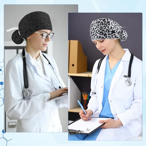 Image of Unittype 4 Pcs Nurse Caps for Women Nursing Working Caps with Button and Sweatband Adjustable Elastic Scrub Hats for Dentist