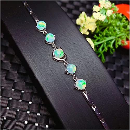 Bracelet opale naturelle véritable argent 925 naturel bijou de créateur femme