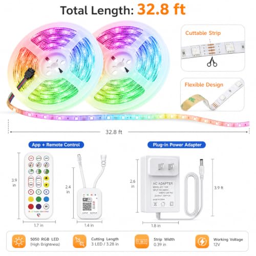 Cinta LED RGB Wi-Fi Inteligente, Control por App y Música 10 m miniatura 3
