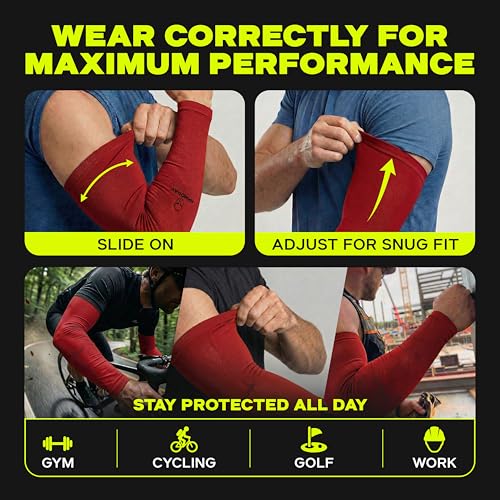 Image of ARMORAY Arm Sleeves for Men or Women - Compression Warmers to Cover Tattoo - for Basketball Golf Running Football Cycling or Sun Protection