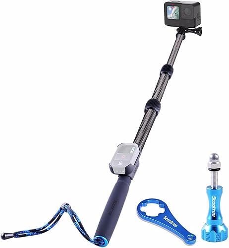 Miniatura 1 de Smatree S2C - Palo selfie de fibra de carbono compatible con G*Pro 1211109876543 Plus321cámara de sesiónDJI Osmo Action 43 (el control remoto WiFi