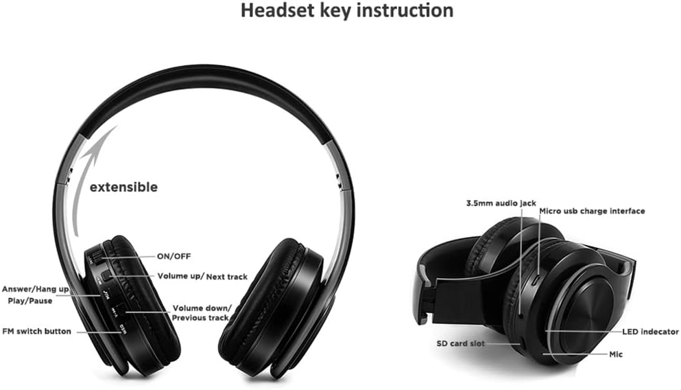 Wireless On-Ear Bluetooth 5.0 Headphones, Foldable Sport HiFi Stereo Sound Headset with Microphone Noise Canceling, Hi-Res Audio, 10 Hours Playtime,Orange