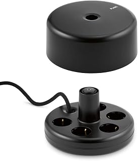 Punkt. ES01 3M Design Extension Lead with 5 Sockets (230 V), Extension Socket with a Single Power-Switch, Power Extension with 3-Meter Fabric Extension Cord, Made in Italy, UK Plug – Black