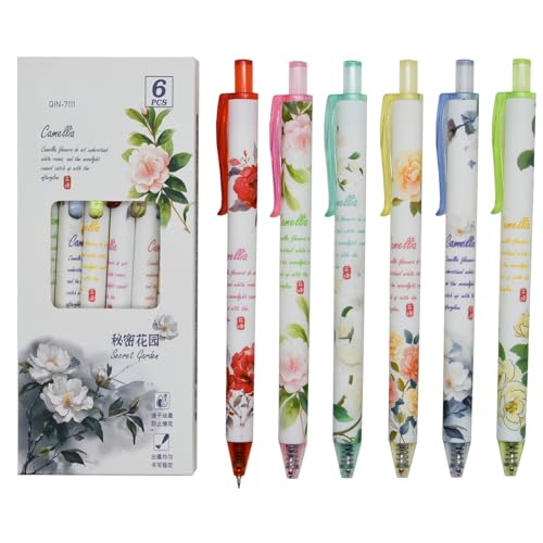 12 piezas bolígrafos flor camelia retractables 0.5mm miniatura 1