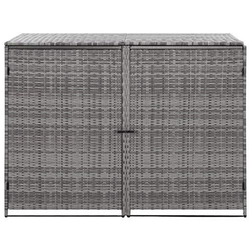 Tidyard Mülltonnenbox – Schwarz, Poly Rattan, 70x80x117 Cm, Mit Deckel & Abschließbaren Türen Für 1 Tonne