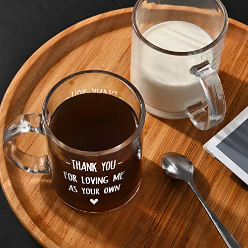 Modwnfy Glass Coffee Mug For Stepdad Stepmom Mother In Law, Thank You For Loving Me As Your Own Coffee Cup, Funny Xmas Gift Idea For Father In Law Uncle Aunt On Christnas Mothers Fathers Day Birthday #TOP1