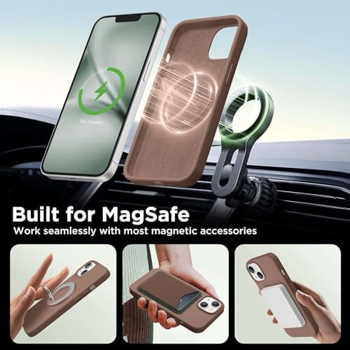 Image of DIZORO Magnetic for iPhone 14 Case, Compatible with MagSafe, Integrated Silicone Camera Control Cover, Thicken Shockproof Drop Protection Phone Case for 14, Desert