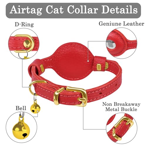 Collier AirTag chat anti-perte et léger, le traceur GPS discret pour chaton et chiot rouge - 4