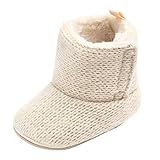  Botas Bebé de Nieve de Niñas de Fondo Suave Zapatos de Bebé Color Sólido Botines Calentar Acogedor Simple Niñas Botines Infantiles Primeros Pasos Zapatos (3, Beige)