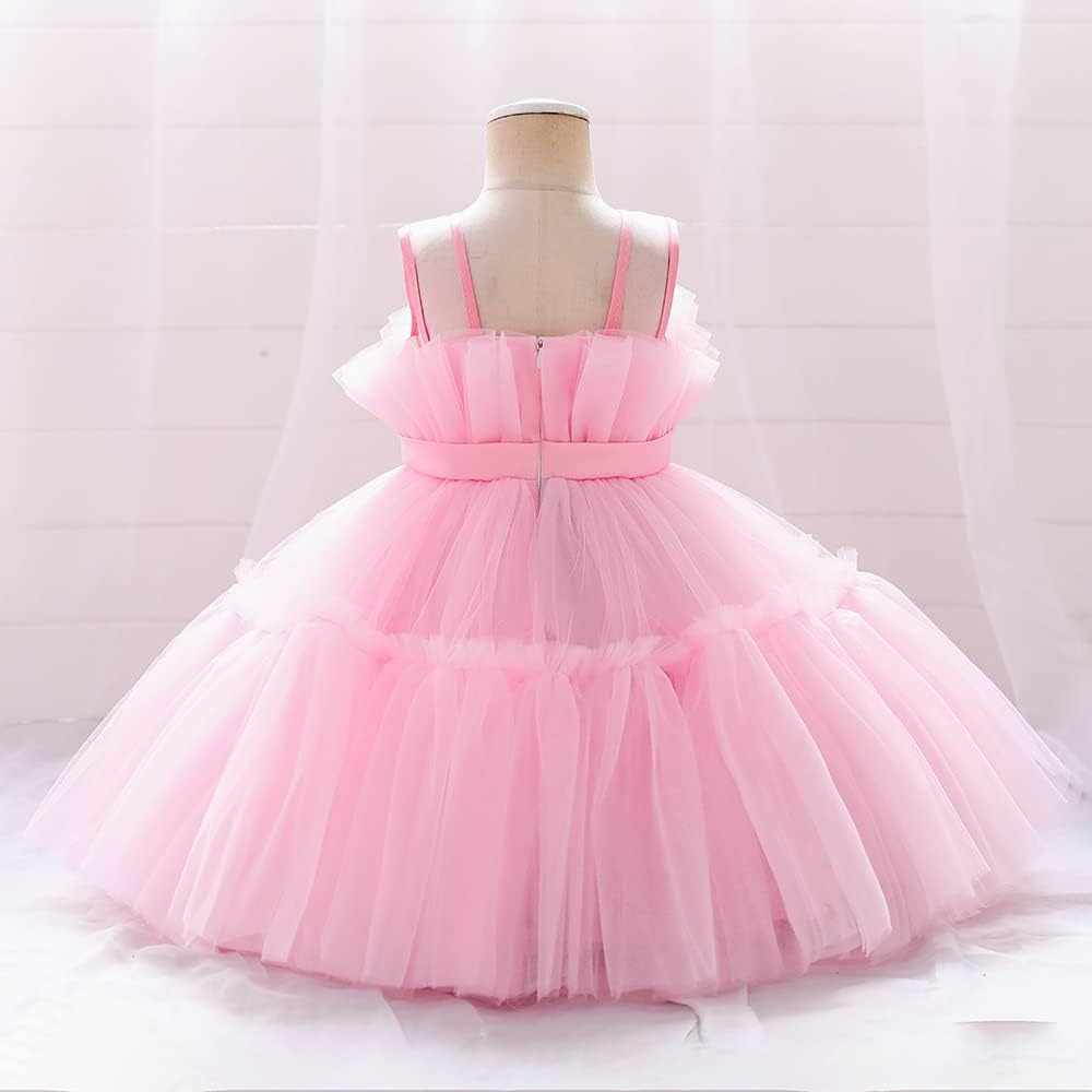 12M-6T Baby Girls Christmas Ruffle Ball Tutu Gown Wedding Party Lace Dresses - Image 4