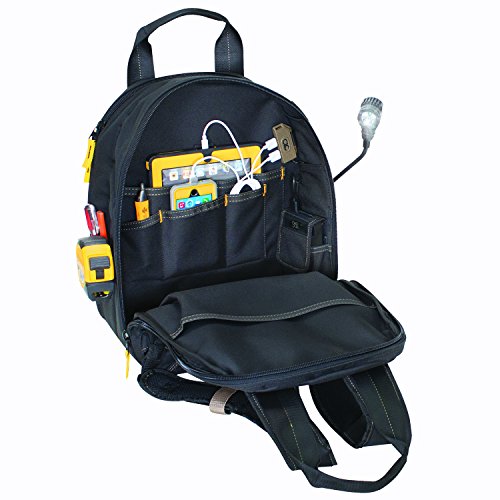 CLC Custom Leathercraft ECPL38 E-Charge Lighted USB Charging Tool Backpack, 36 Pocket,Black