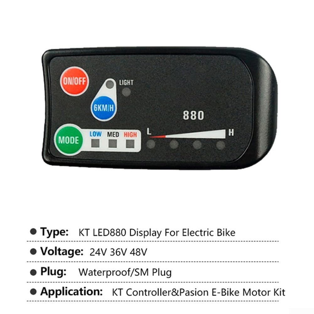 Écran LED KT880 Pour Vélo électrique – Compatible 36V/48V, Petit, Léger, Facile à Installer