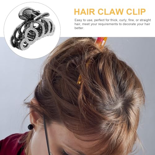 Pinzas grandes para cabello Lurrose con cristales, color negro miniatura 5