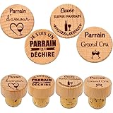 ERNESTINE – Juego de 4 tapones para padrino de madera y corcho – regalo solicitud padrino y anuncio de embarazo, Apéro original, tapón humorístico para hombre, bautizo, nacimiento, Navidad, regalo