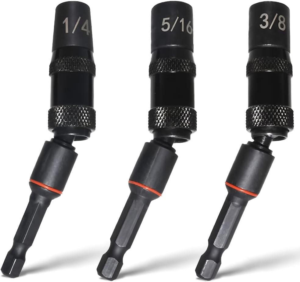3PCS 1/4 5/16 3/8 Magnetic Screwdriver Bit Holder Swiveling Bit Tip Holder 1/4 Inch Hex Shank Pivoting Bit Tip Holder Impact Extension Bit Holder for Narrow Spaces