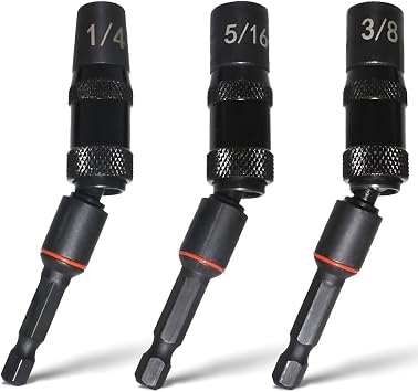 3PCS 1/4 5/16 3/8 Magnetic Screwdriver Bit Holder Swiveling Bit Tip Holder 1/4 Inch Hex Shank Pivoting Bit Tip Holder Impact Extension Bit Holder for Narrow Spaces