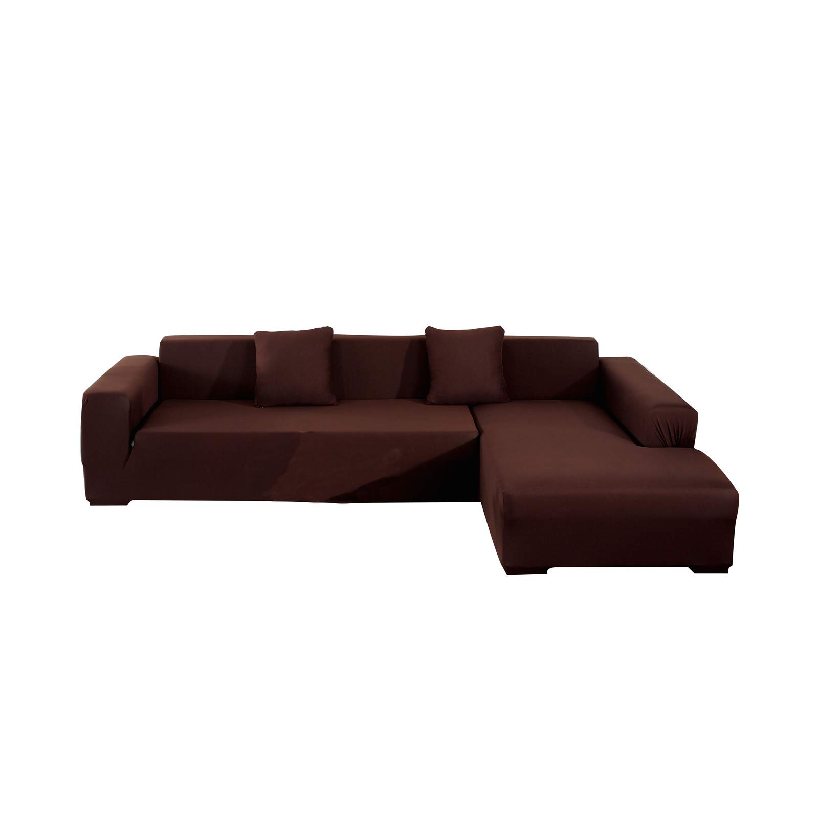 Housse de canapé d'angle en L élastique marron taille M