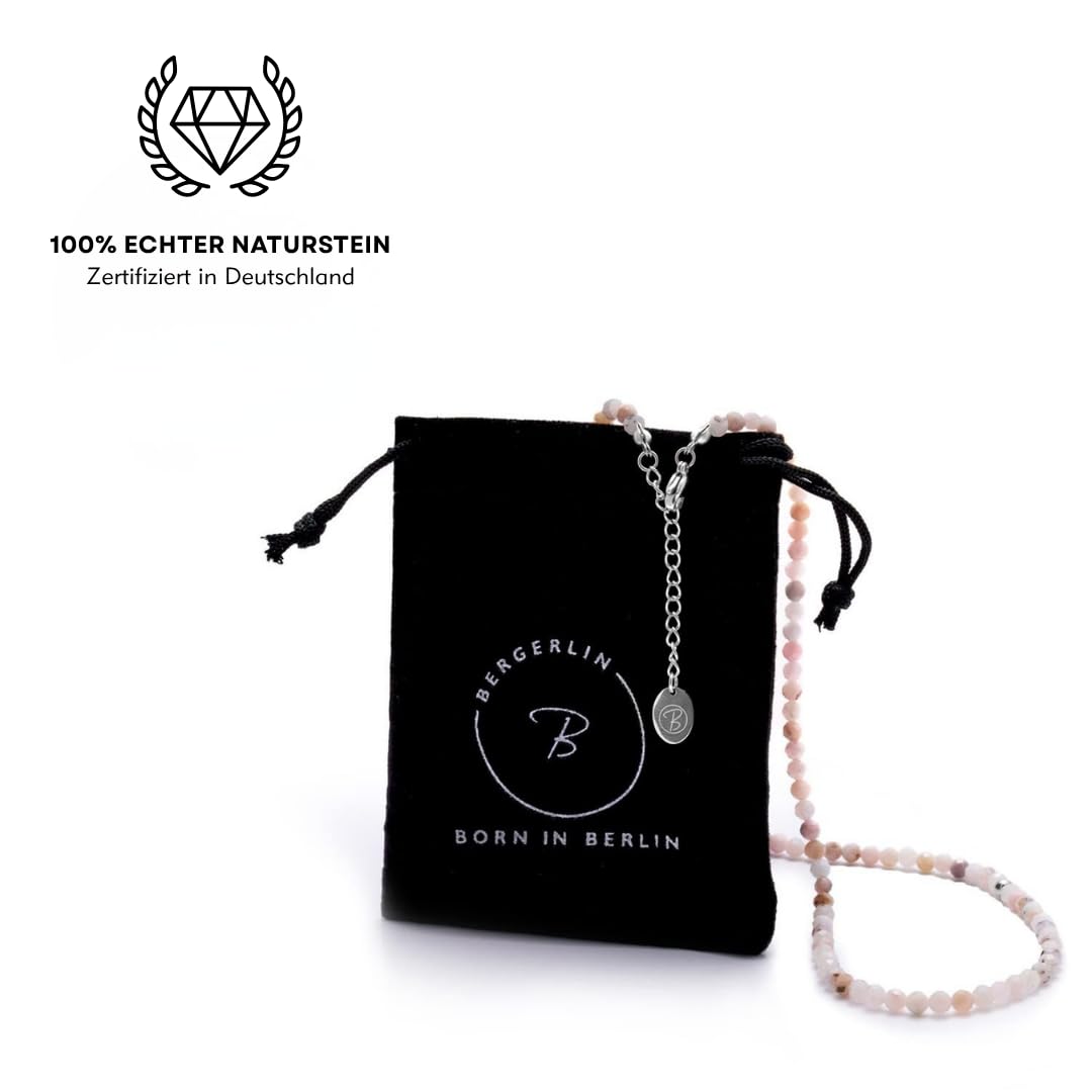 BERGERLIN Collana in vera pietra naturale con perla in argento 925 o perla placcata oro - collana di perle in filigrana da donna con chiusura e certificazione di autenticità